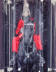 Royal Horse Guard In The Rain by Kris Hardy - Original Painting on Box Canvas sized 28x36 inches. Available from Whitewall Galleries